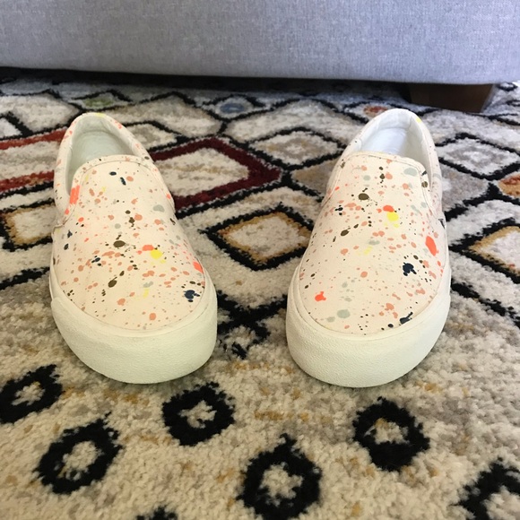 MADEWELL Sidewalk Slip-On Sneakers in Paint Spattered Recycled Canvas size 8.5 - Picture 2 of 10
